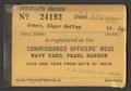 Text: [Navy Commissioned Officers' Mess Membership Card, April 24, 1945]