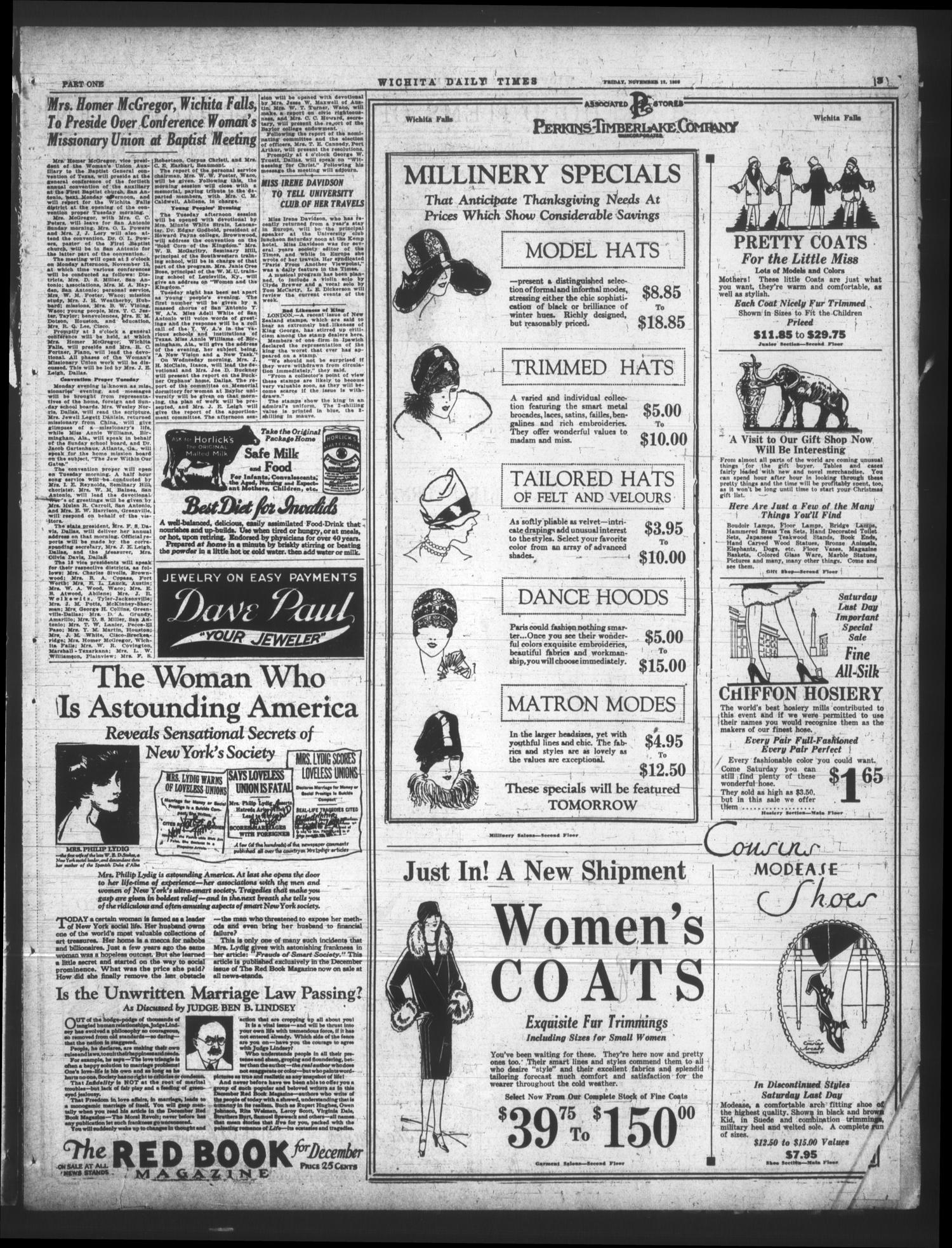 Wichita Daily Times (Wichita Falls, Tex.), Vol. 20, No. 183, Ed. 1 Friday, November 12, 1926
                                                
                                                    [Sequence #]: 3 of 30
                                                