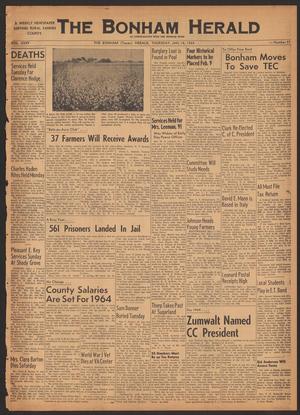 Primary view of object titled 'The Bonham Herald (Bonham, Tex.), Vol. 35, No. 27, Ed. 1 Thursday, January 16, 1964'.