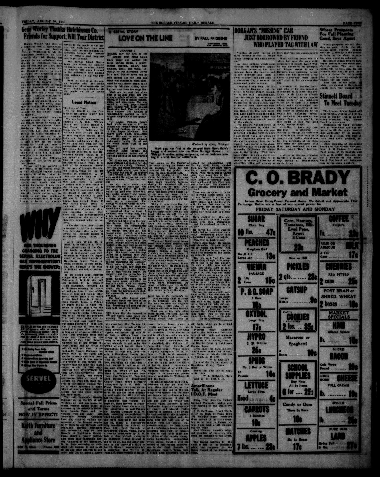 Borger Daily Herald (Borger, Tex.), Vol. 14, No. 241, Ed. 1 Friday, August 30, 1940
                                                
                                                    [Sequence #]: 5 of 8
                                                