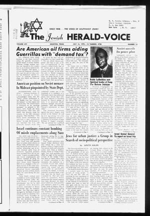 Primary view of object titled 'The Jewish Herald-Voice (Houston, Tex.), Vol. 65, No. 14, Ed. 1 Thursday, July 16, 1970'.