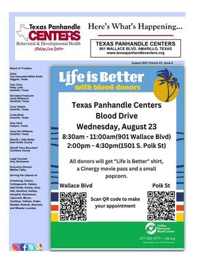 Primary view of object titled 'Texas Panhandle Centers [Agency Newsletter], Volume 20, Number 8, August 2023'.