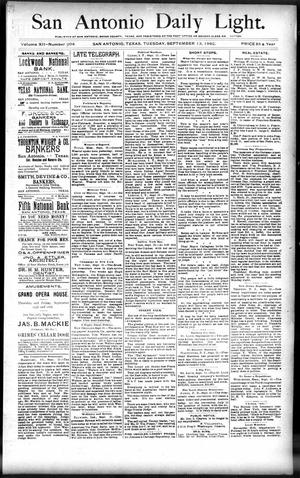 Primary view of San Antonio Daily Light. (San Antonio, Tex.), Vol. 12, No. 204, Ed. 1 Tuesday, September 13, 1892