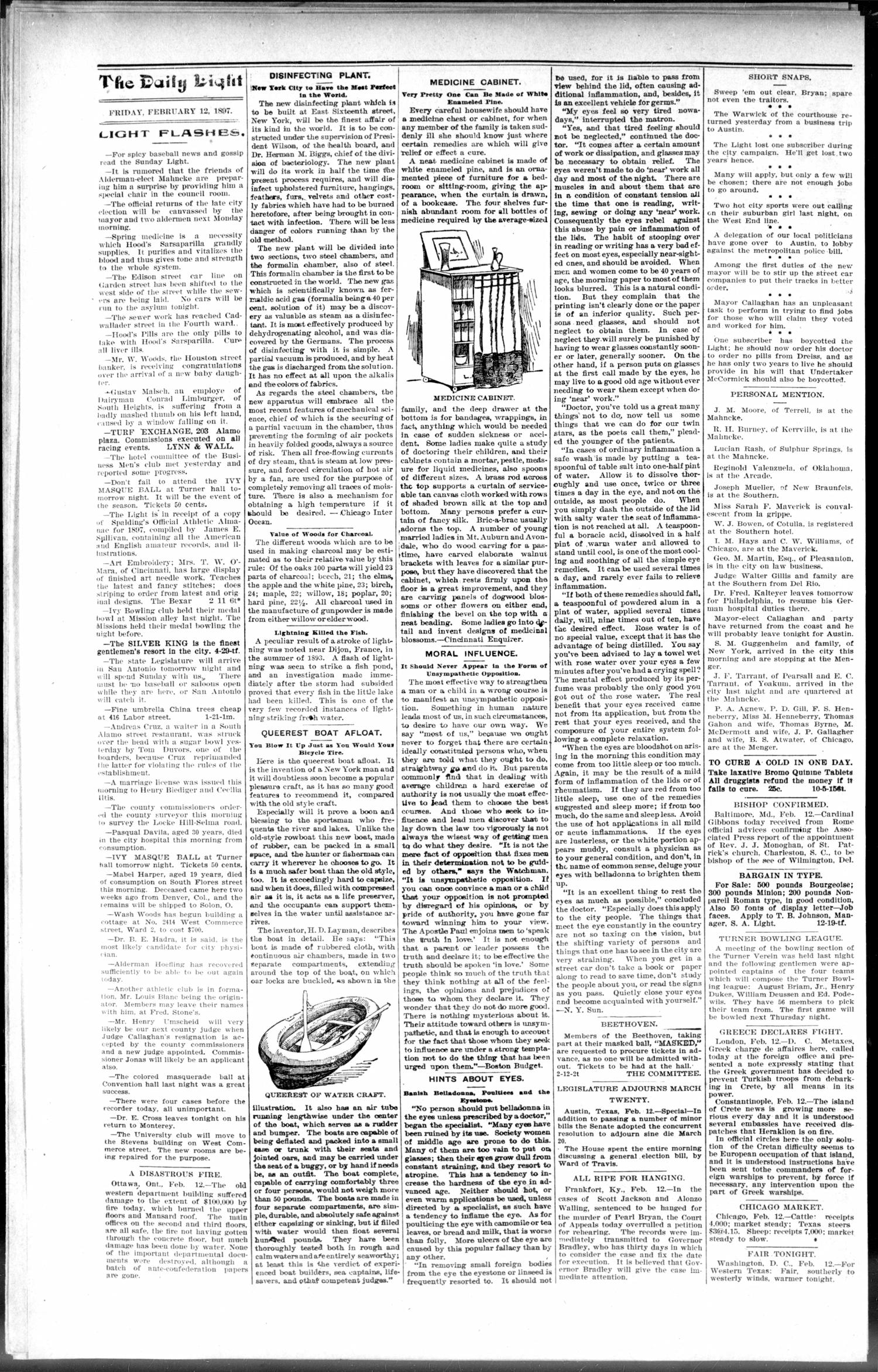San Antonio Daily Light (San Antonio, Tex.), Vol. 17, No. 24, Ed. 1 Friday, February 12, 1897
                                                
                                                    [Sequence #]: 4 of 8
                                                