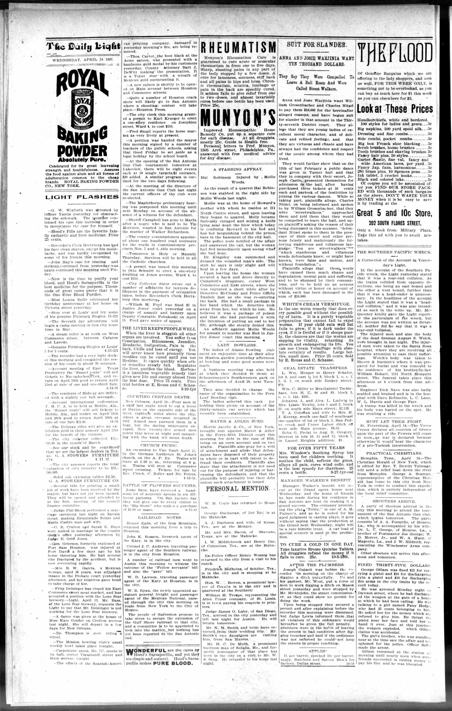 San Antonio Daily Light (San Antonio, Tex.), Vol. 17, No. 86, Ed. 1 Wednesday, April 14, 1897
                                                
                                                    [Sequence #]: 4 of 8
                                                