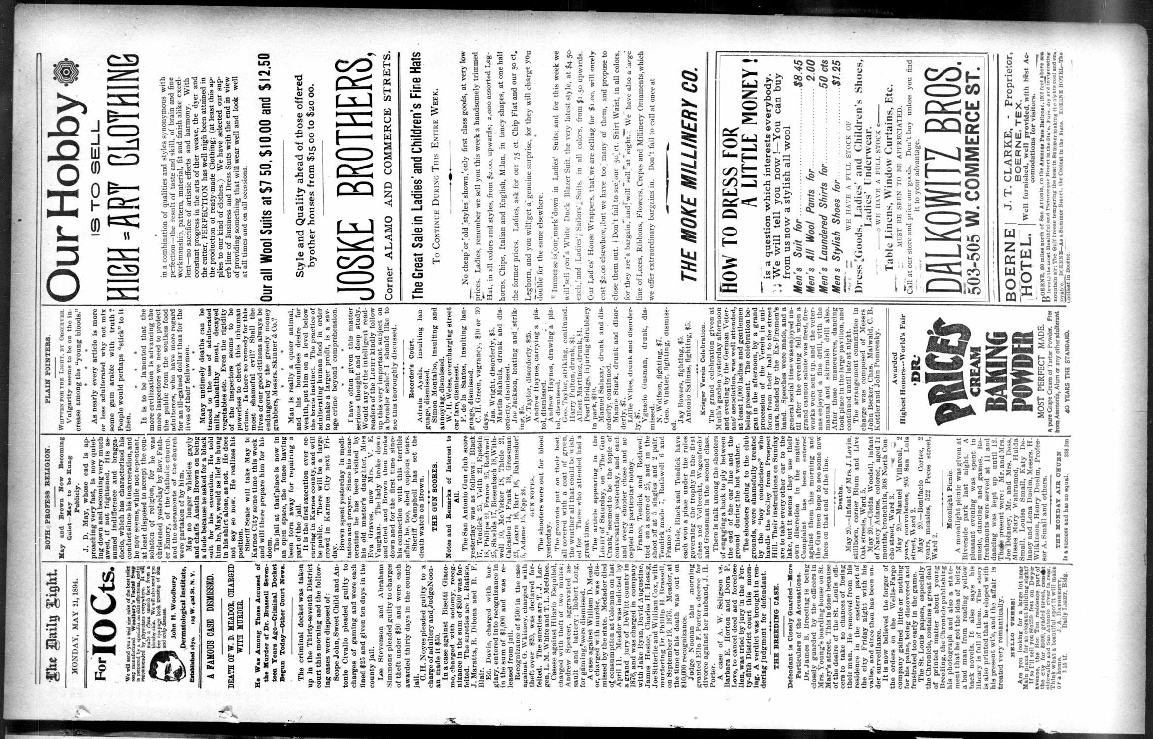 San Antonio Daily Light. (San Antonio, Tex.), Vol. 14, No. 104, Ed. 1 Monday, May 21, 1894
                                                
                                                    [Sequence #]: 5 of 8
                                                