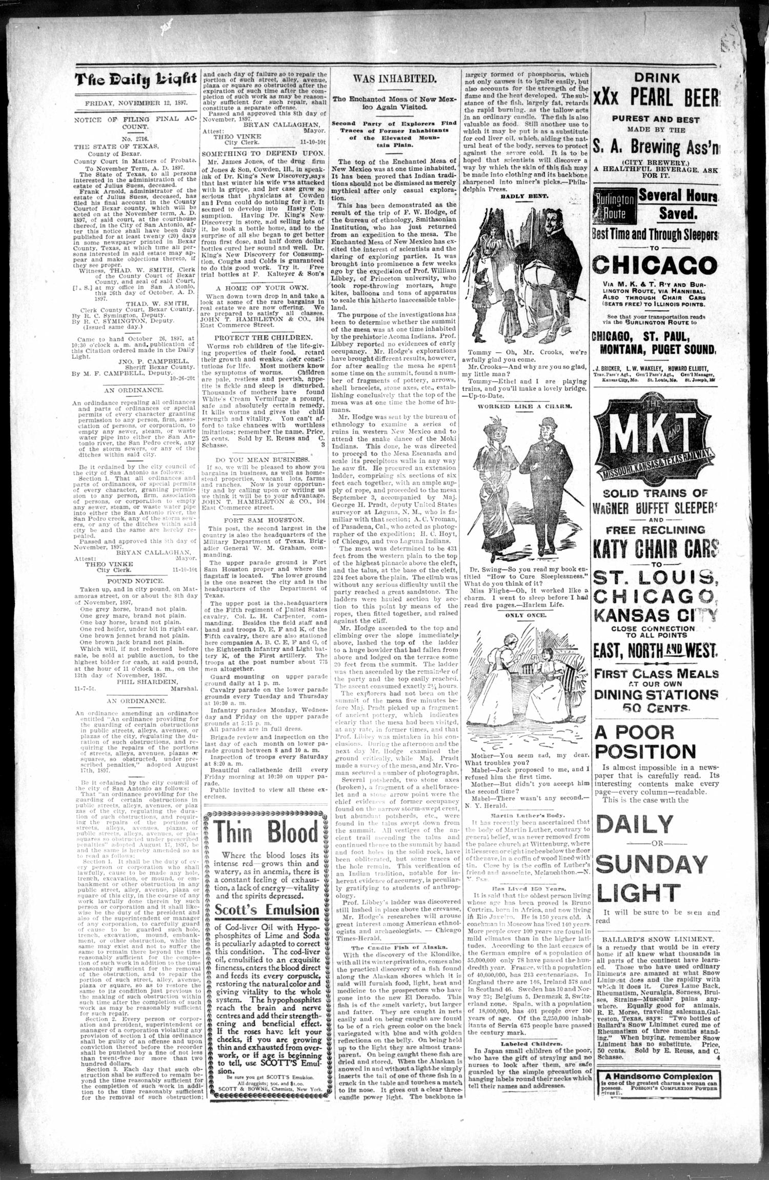 San Antonio Daily Light (San Antonio, Tex.), Vol. 17, No. 302, Ed. 1 Friday, November 12, 1897
                                                
                                                    [Sequence #]: 6 of 8
                                                
