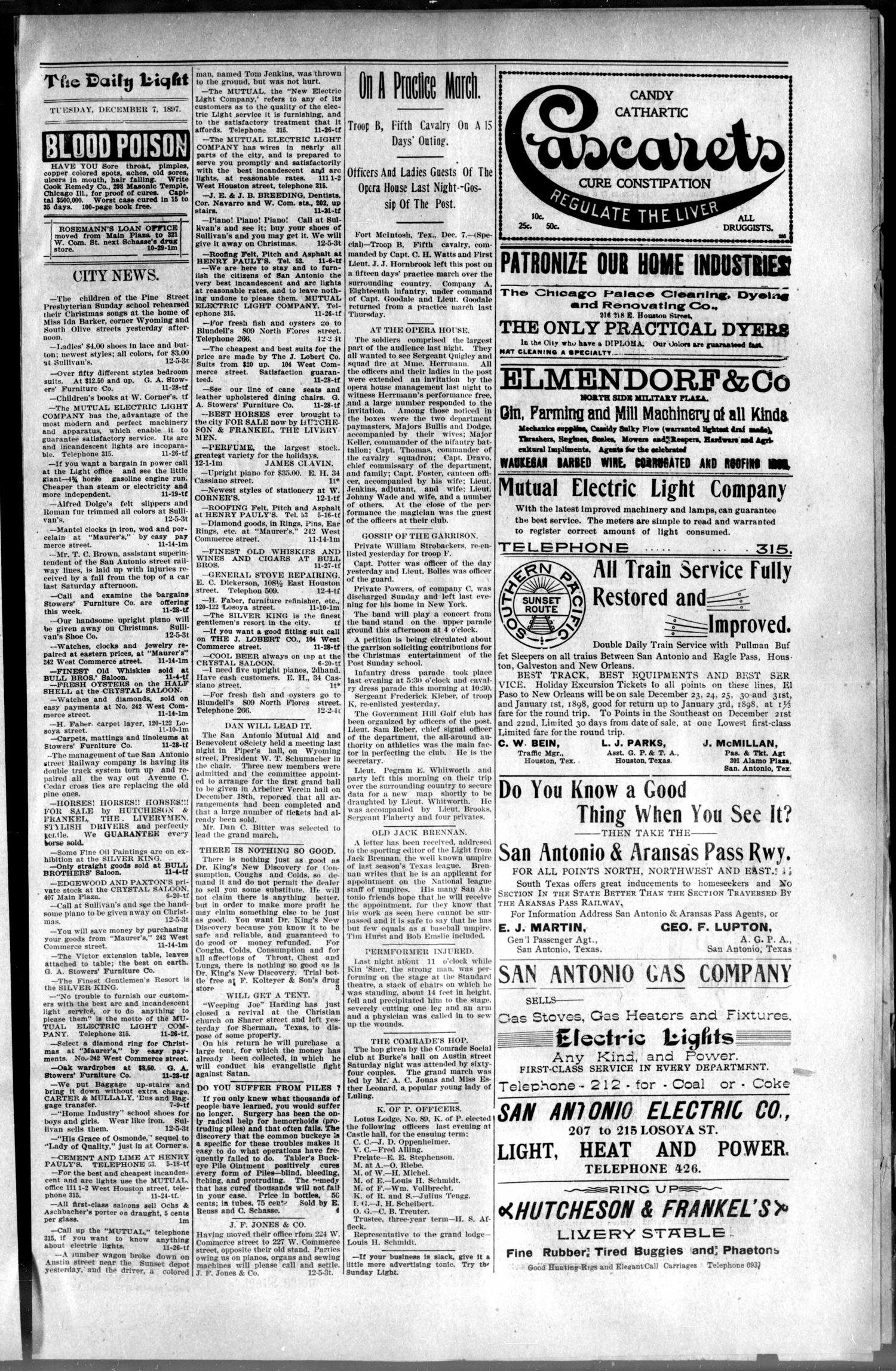 San Antonio Daily Light (San Antonio, Tex.), Vol. 17, No. 327, Ed. 1 Tuesday, December 7, 1897
                                                
                                                    [Sequence #]: 7 of 8
                                                