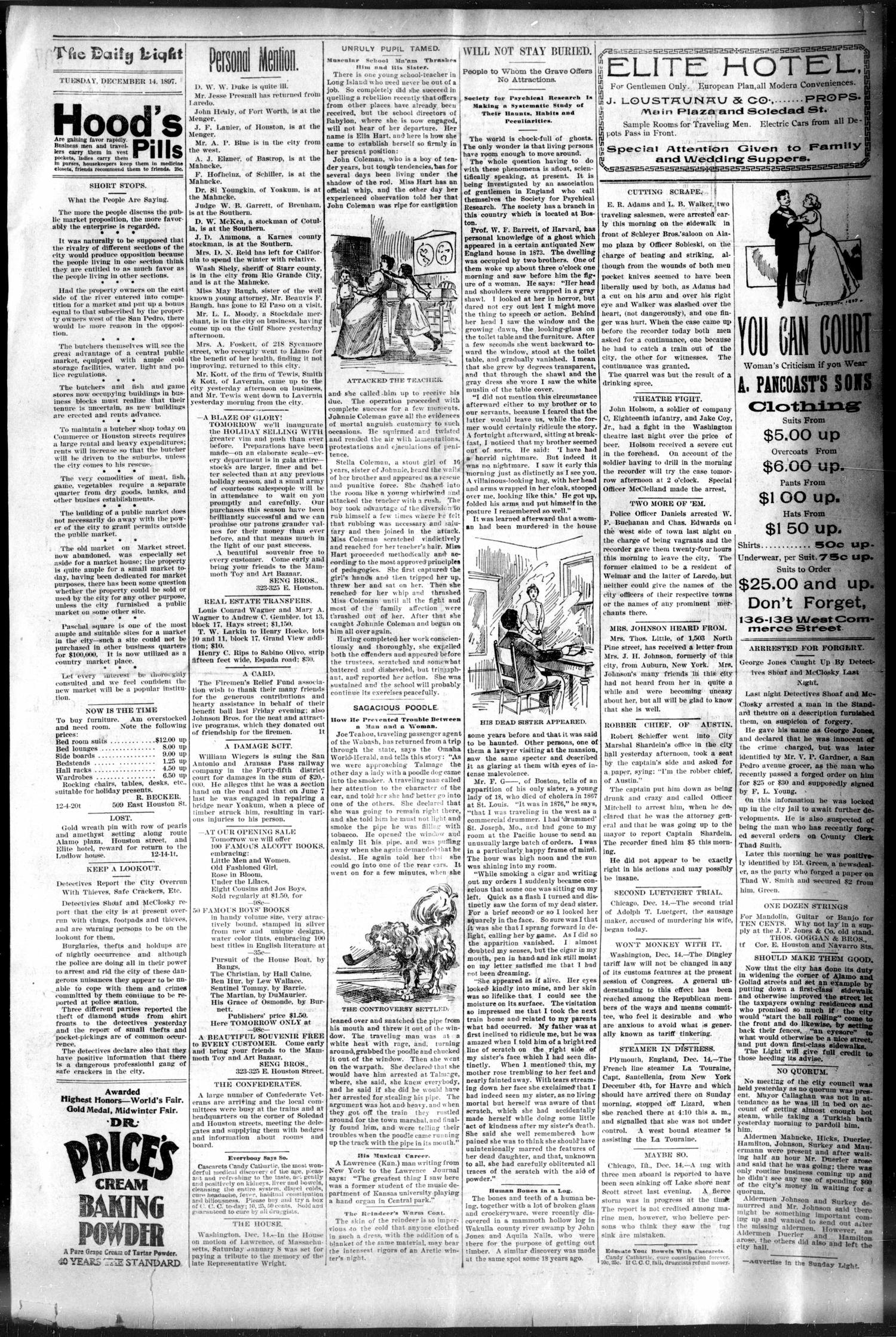 San Antonio Daily Light. (San Antonio, Tex.), Vol. 17, No. 334, Ed. 1 Tuesday, December 14, 1897
                                                
                                                    [Sequence #]: 3 of 8
                                                