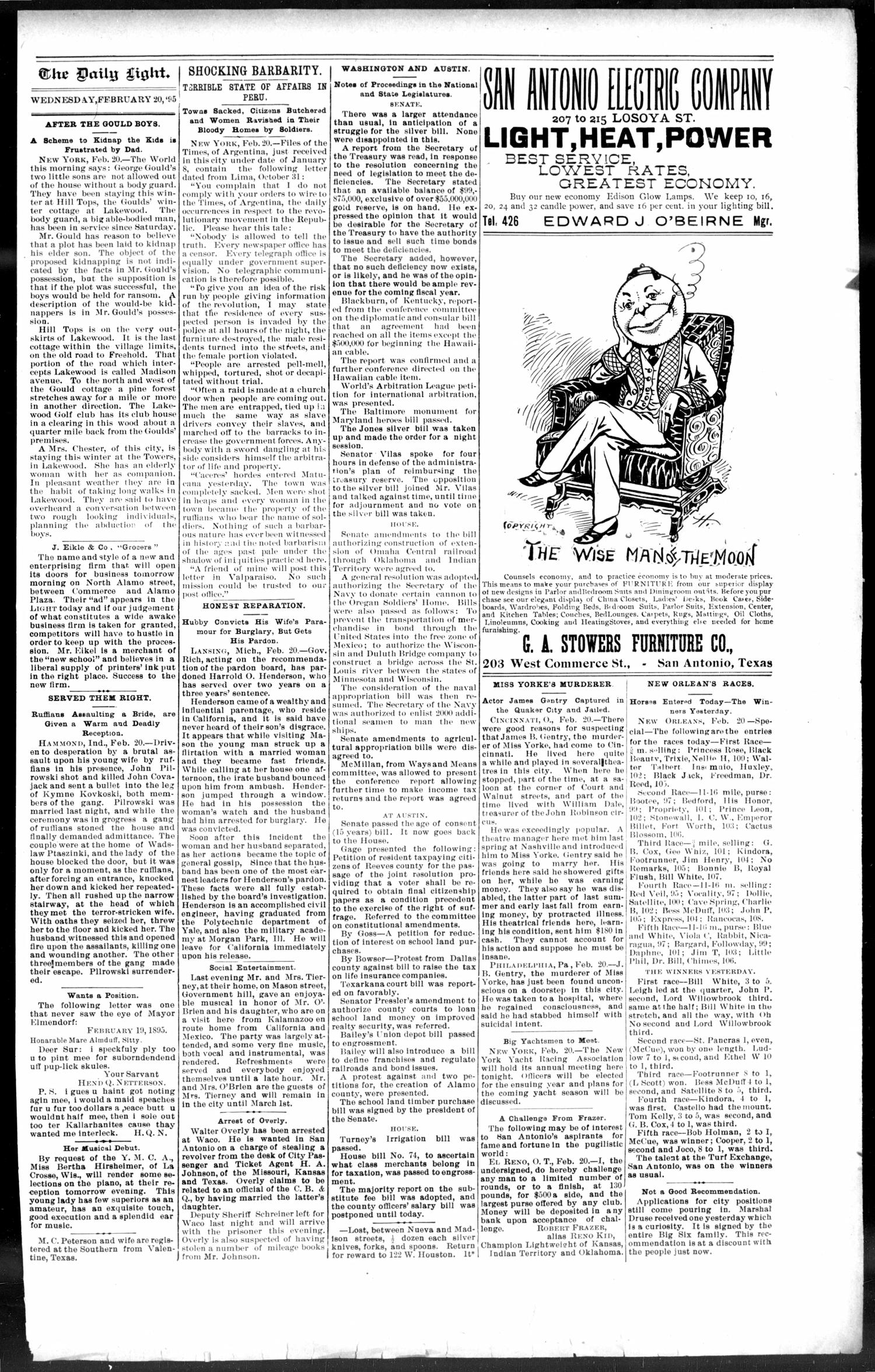 San Antonio Daily Light. (San Antonio, Tex.), Vol. 15, No. 28, Ed. 1 Wednesday, February 20, 1895
                                                
                                                    [Sequence #]: 5 of 8
                                                