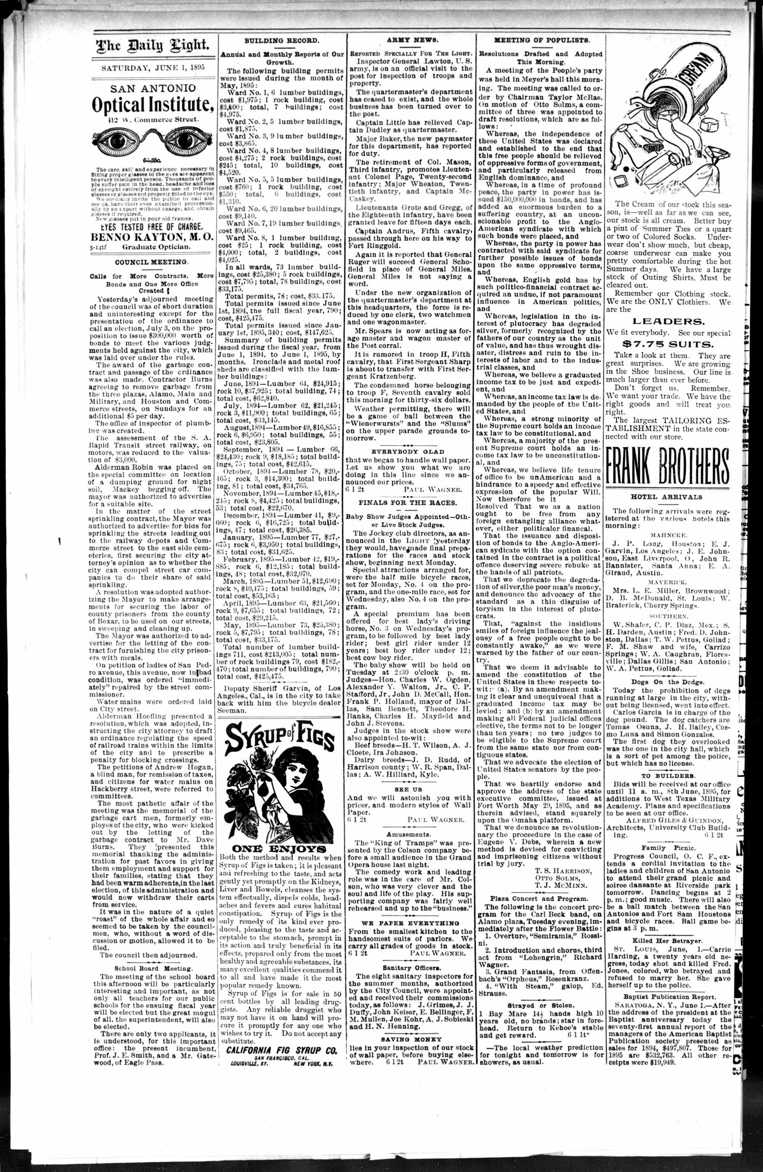 San Antonio Daily Light. (San Antonio, Tex.), Vol. 15, No. 123, Ed. 1 Saturday, June 1, 1895
                                                
                                                    [Sequence #]: 4 of 8
                                                