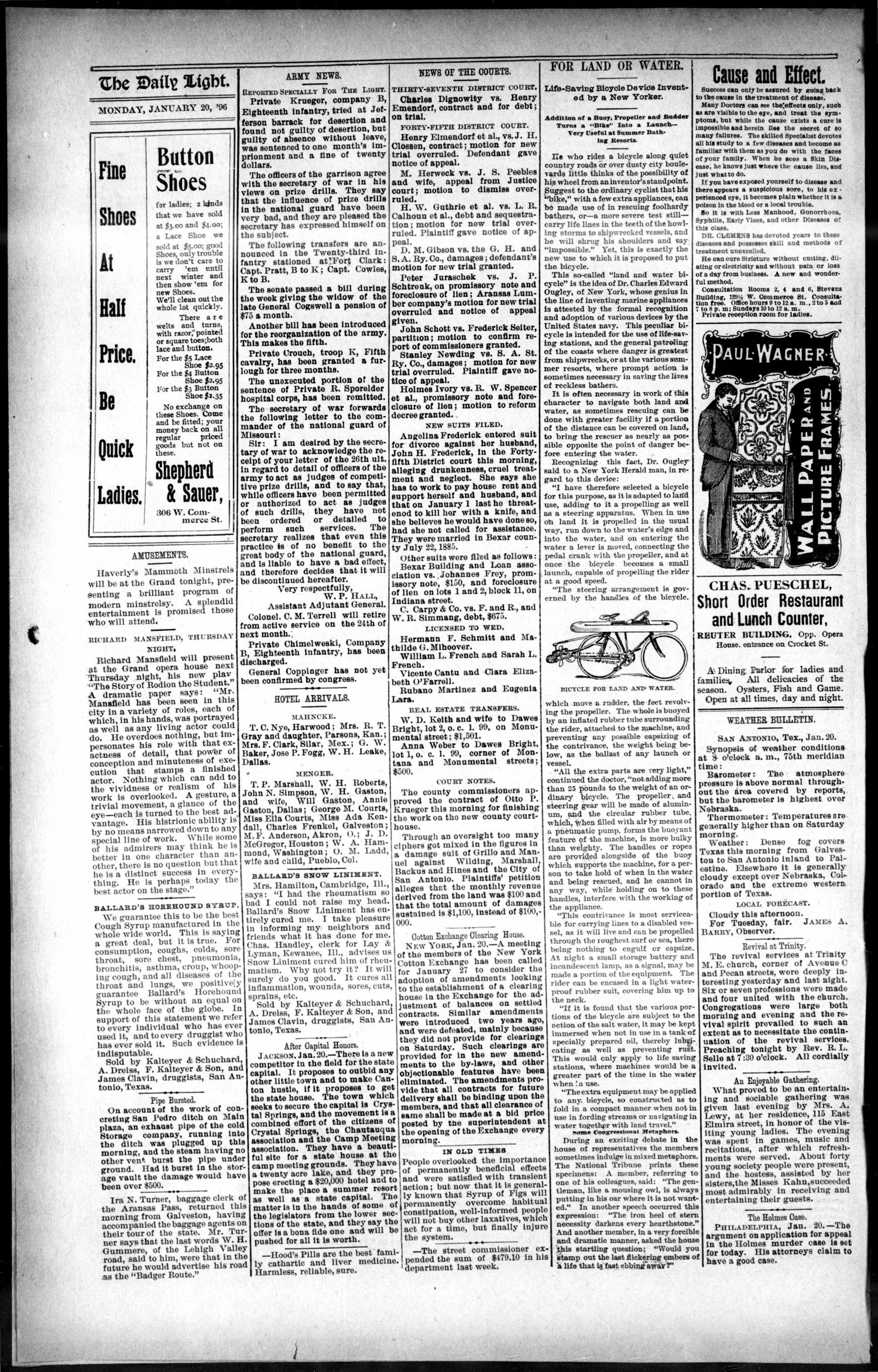 San Antonio Daily Light. (San Antonio, Tex.), Vol. 16, No. 1, Ed. 1 Monday, January 20, 1896
                                                
                                                    [Sequence #]: 4 of 8
                                                