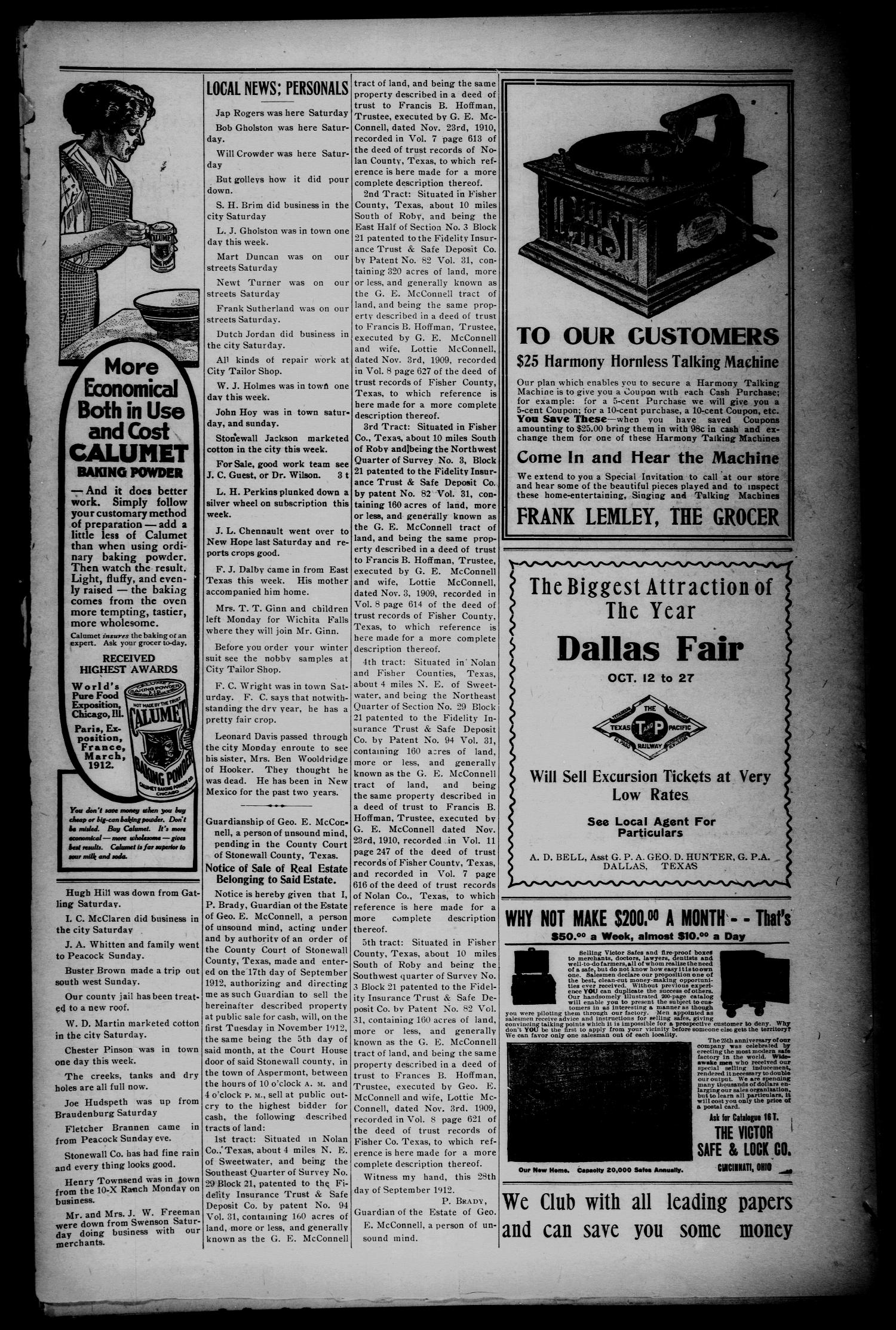 The Aspermont Star (Aspermont, Tex.), Vol. 15, No. 12, Ed. 1 Thursday, October 10, 1912
                                                
                                                    [Sequence #]: 4 of 6
                                                