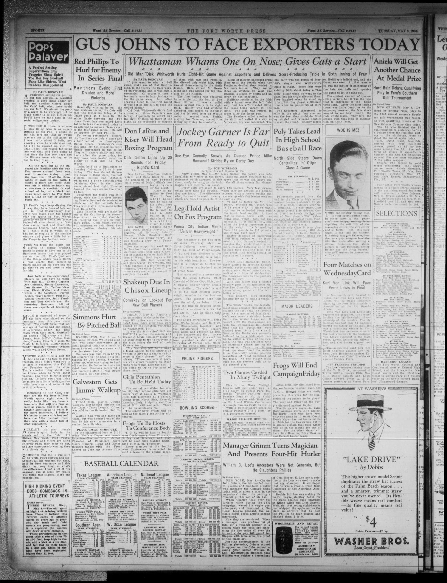 The Fort Worth Press (Fort Worth, Tex.), Vol. 13, No. 187, Ed. 1 Tuesday, May 8, 1934
                                                
                                                    [Sequence #]: 10 of 14
                                                