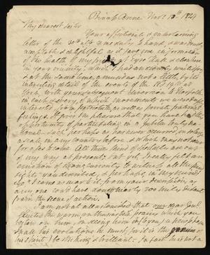 Primary view of object titled '[Letter from Elizabeth Upshur Teackle to her sister, Ann Upshur Eyre, November 13, 1824]'.