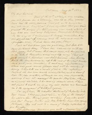 Primary view of [Letter from Elizabeth Upshur Teackle to her husband, Littleton Dennis Teackle, January 16, 1832]