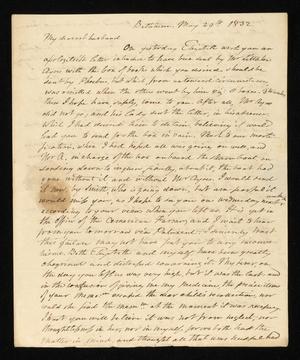 Primary view of object titled '[Letter from Elizabeth Upshur Teackle to her husband, Littleton Dennis Teackle, May 29, 1832]'.