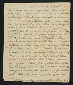 Primary view of [Letter from Elizabeth Upshur Teackle to her daughter, Elizabeth Ann Upshur Teackle, July 4, 1815]
