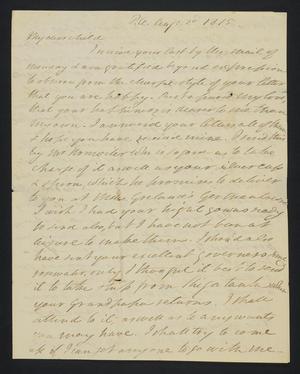 Primary view of [Letter from Elizabeth Upshur Teackle to her daughter, Elizabeth Ann Upshur Teackle, August 2, 1815]