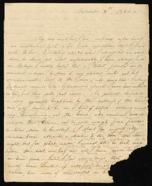 Primary view of [Letter from Elizabeth Ann Upshur Teackle and Elizabeth Upshur Teackle to Ann Upshur Eyre, September 9, 1821]