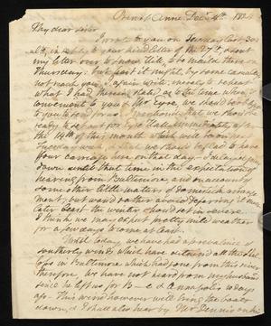 Primary view of object titled '[Letter from Elizabeth Upshur Teackle to her sister, Ann Upshur Eyre, December 4, 1824]'.