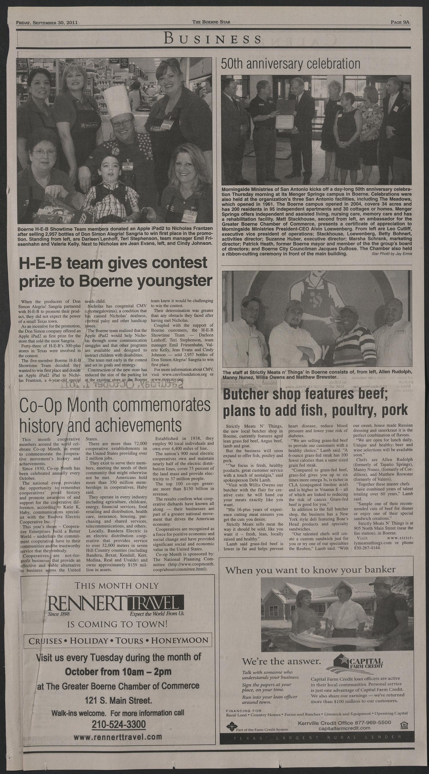The Boerne Star (Boerne, Tex.), Vol. 105, No. 78, Ed. 1 Friday, September 30, 2011
                                                
                                                    [Sequence #]: 9 of 34
                                                