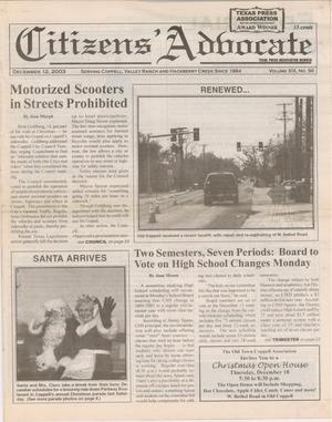 Primary view of object titled 'Citizens' Advocate (Coppell, Tex.), Vol. 19, No. 50, Ed. 1 Friday, December 12, 2003'.