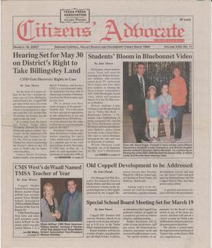 Primary view of object titled 'Citizens' Advocate (Coppell, Tex.), Vol. 23, No. 11, Ed. 1 Friday, March 16, 2007'.