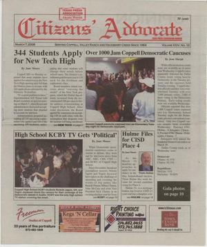 Primary view of object titled 'Citizens' Advocate (Coppell, Tex.), Vol. 24, No. 10, Ed. 1 Friday, March 7, 2008'.