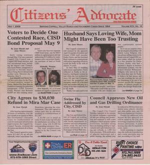 Primary view of object titled 'Citizens' Advocate (Coppell, Tex.), Vol. 25, No. 18, Ed. 1 Friday, May 1, 2009'.