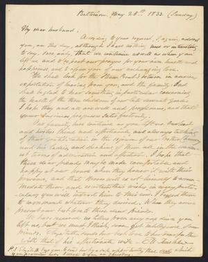 Primary view of object titled '[Letter from Elizabeth Upshur Teackle to her husband, Littleton Dennis Teackle, May 25, 1833]'.