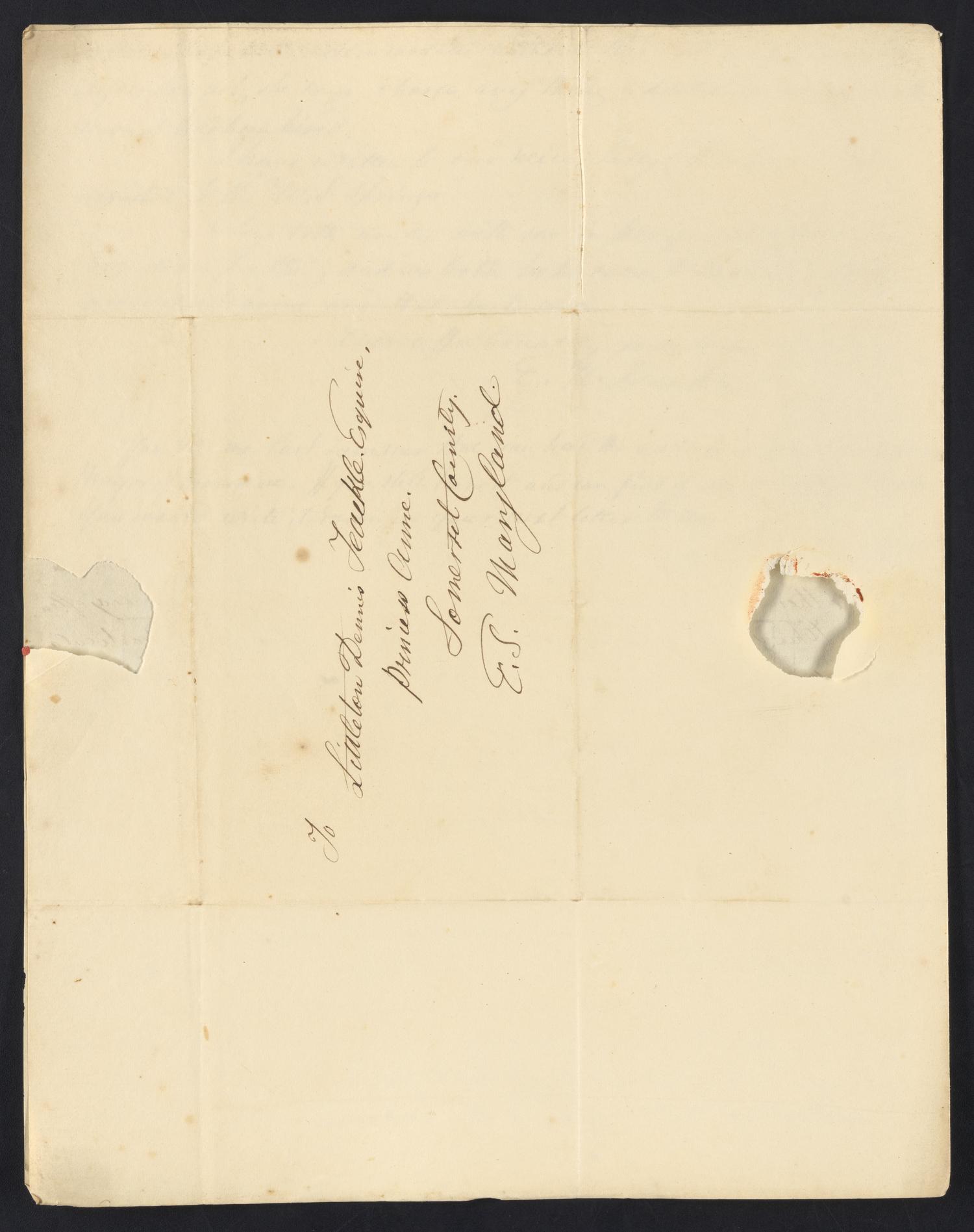 [Letter from Elizabeth Upshur Teackle to her husband, Littleton Dennis Teackle, July 21, 1834]
                                                
                                                    [Sequence #]: 4 of 4
                                                