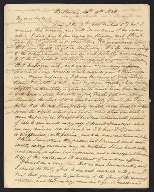 Primary view of object titled '[Letter from Elizabeth Upshur Teackle to her husband, Littleton Dennis Teackle, September 9, 1834]'.