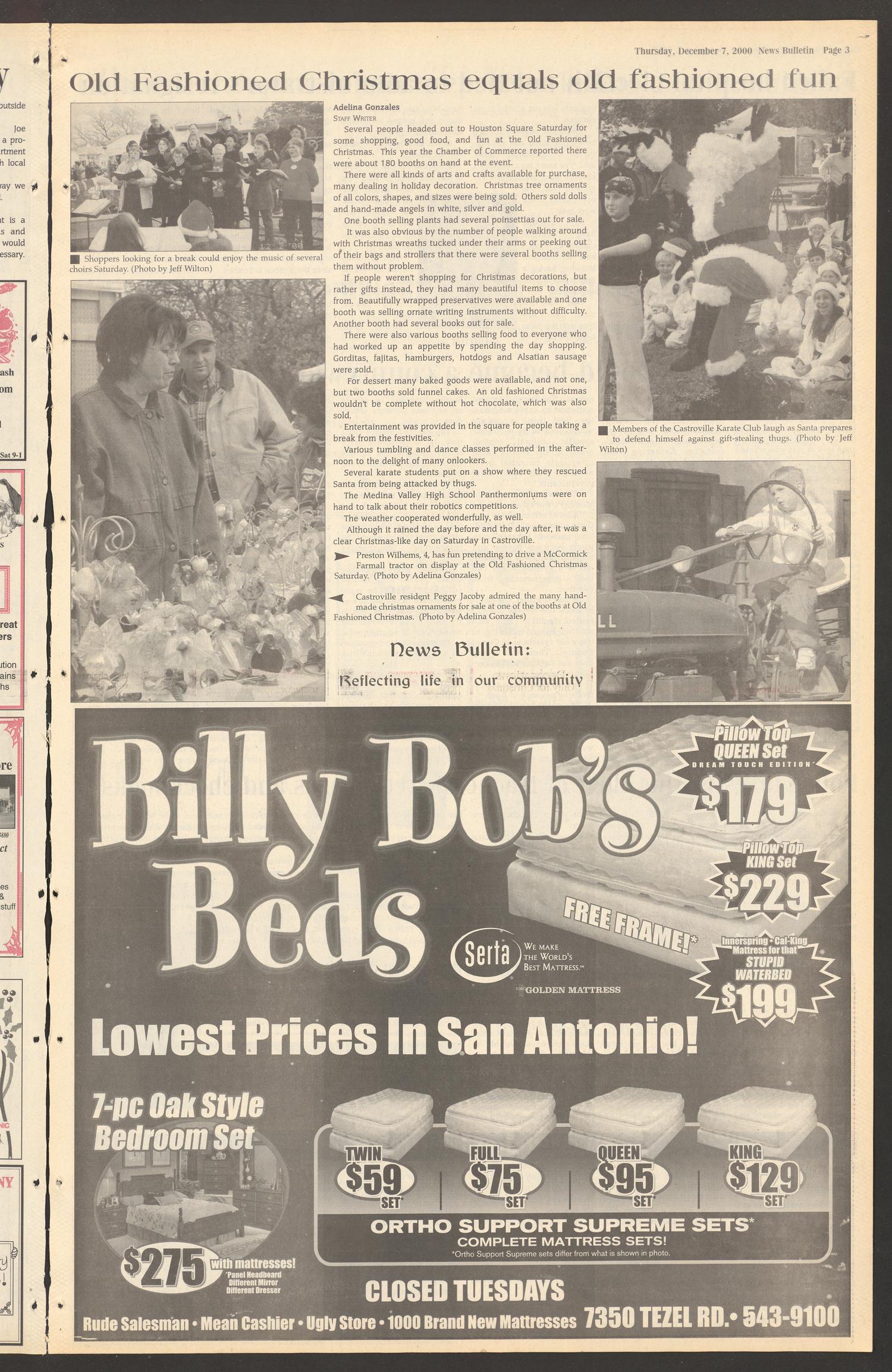 News Bulletin (Castroville, Tex.), Vol. 42, No. 49, Ed. 1 Thursday, December 7, 2000
                                                
                                                    [Sequence #]: 3 of 16
                                                