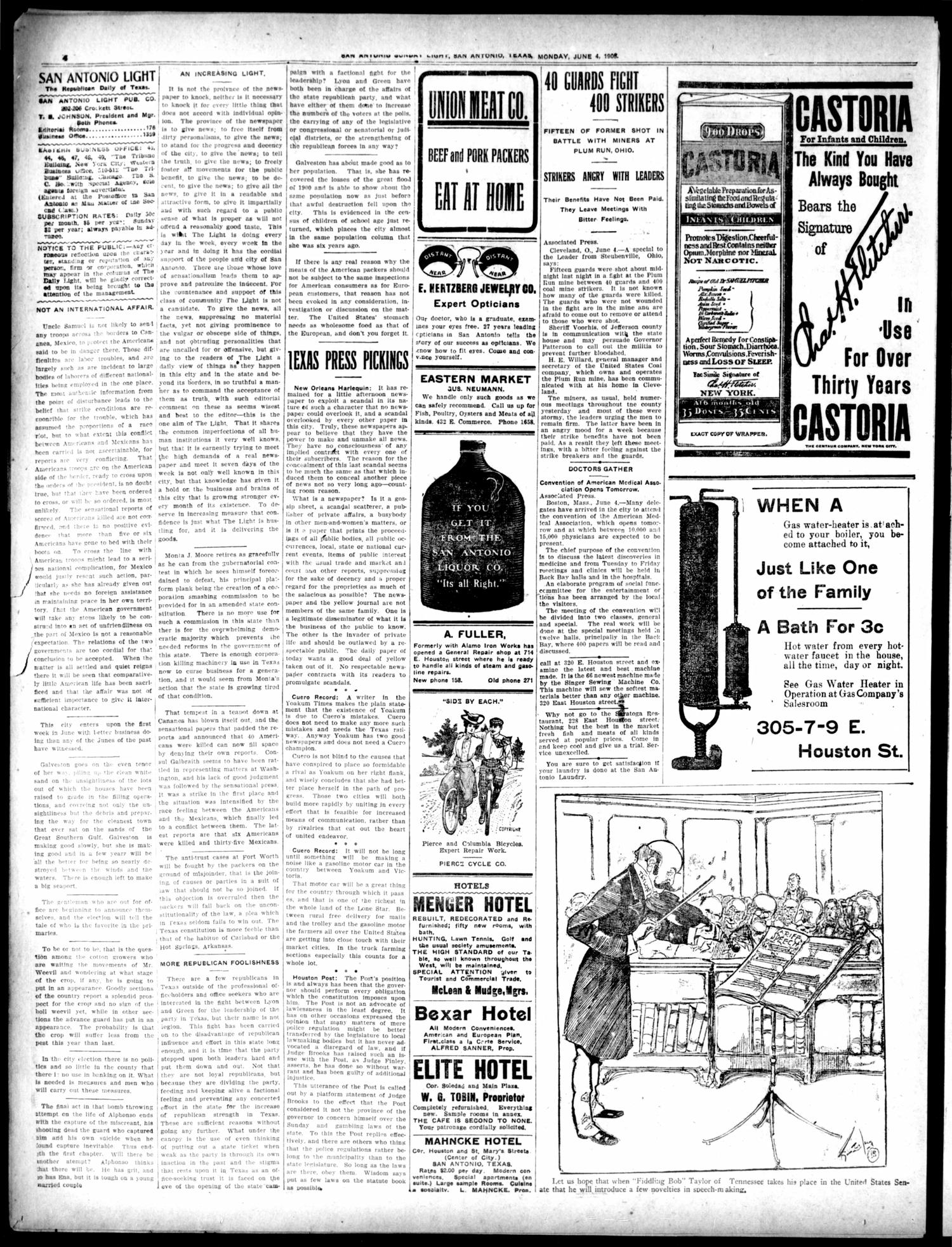 San Antonio Daily Light (San Antonio, Tex.), Vol. 25, No. 133, Ed. 1 Monday, June 4, 1906
                                                
                                                    [Sequence #]: 4 of 8
                                                