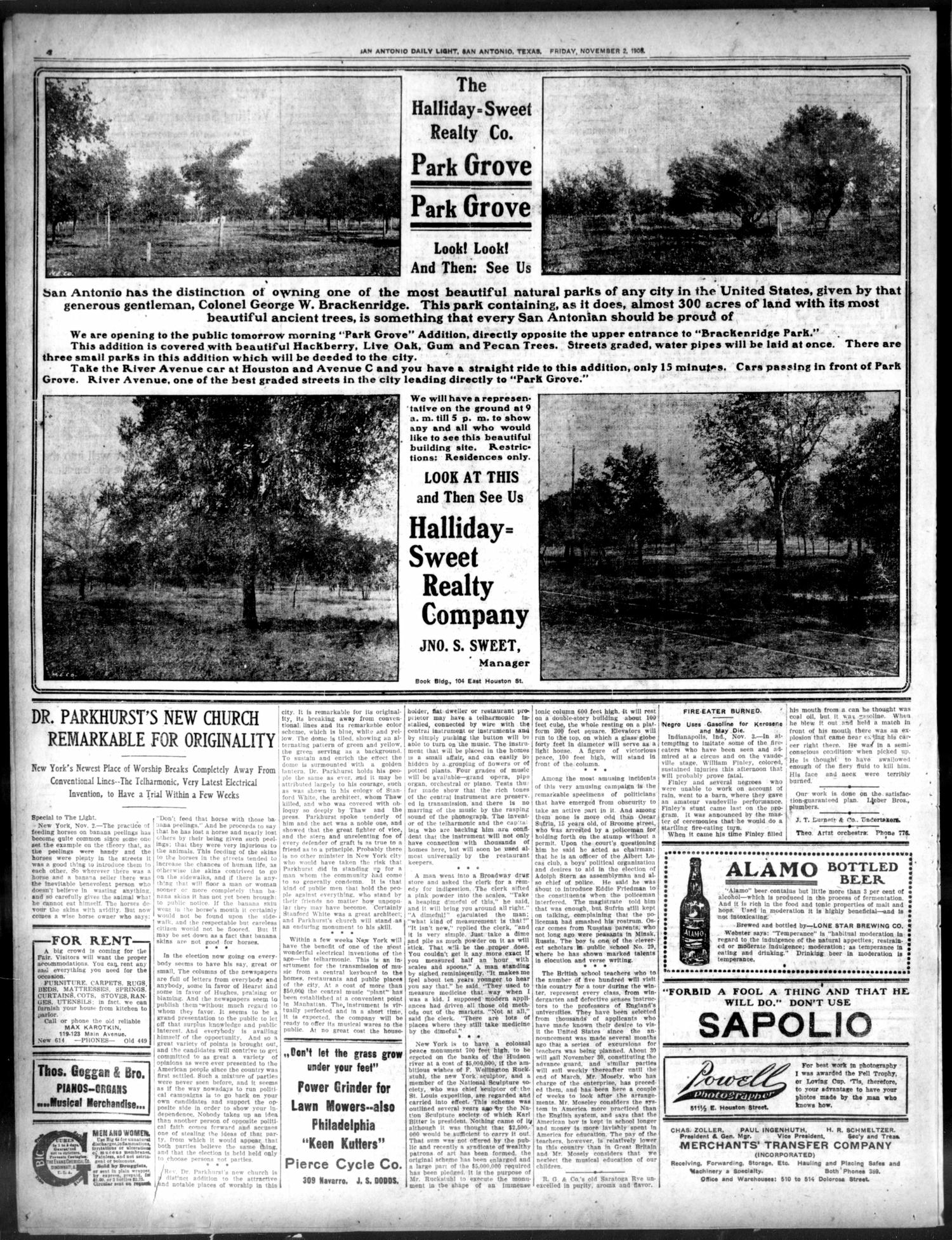 San Antonio Daily Light (San Antonio, Tex.), Vol. 25, No. 281, Ed. 1 Friday, November 2, 1906
                                                
                                                    [Sequence #]: 4 of 14
                                                