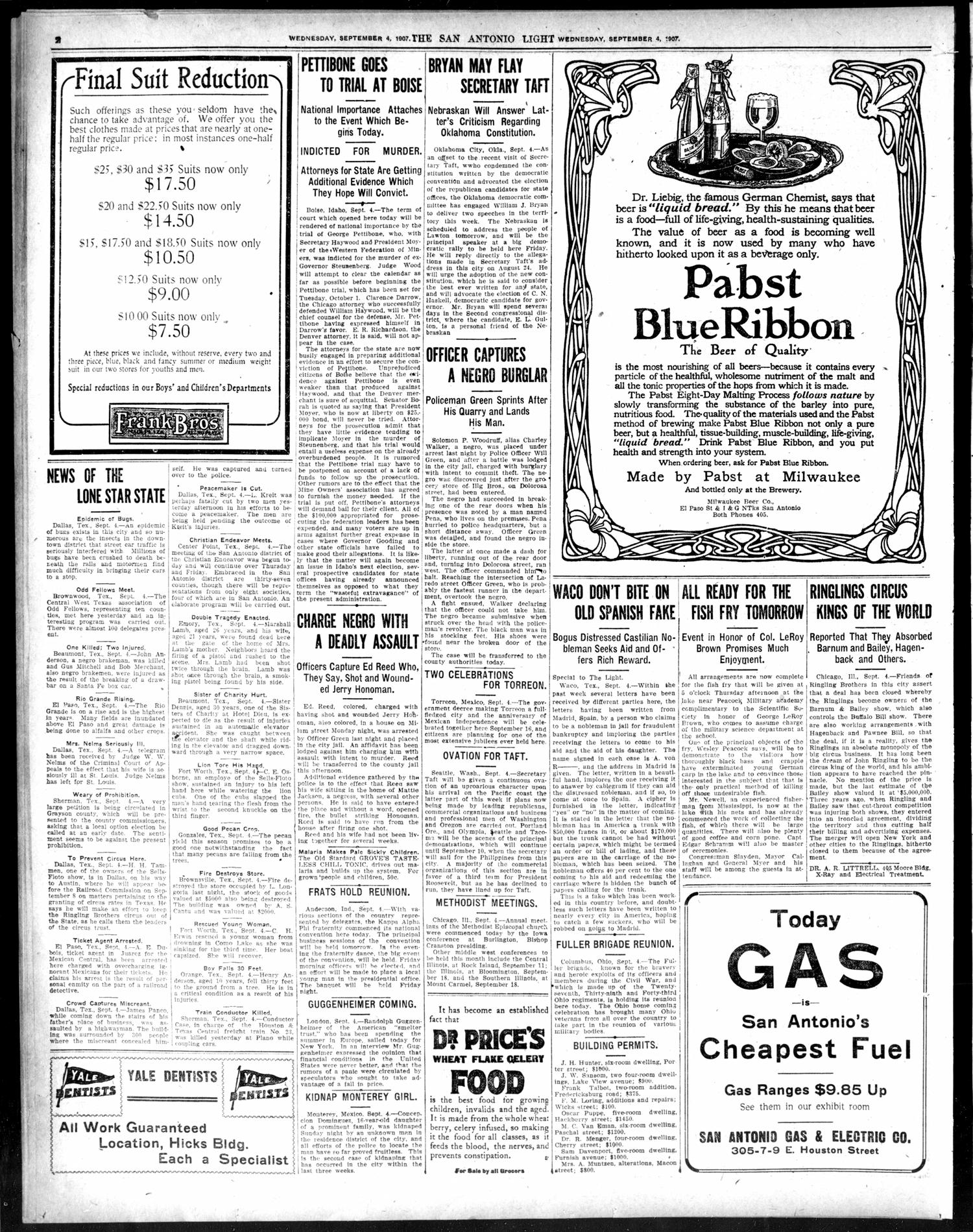 The San Antonio Light. (San Antonio, Tex.), Ed. 1 Wednesday, September 4, 1907
                                                
                                                    [Sequence #]: 2 of 10
                                                