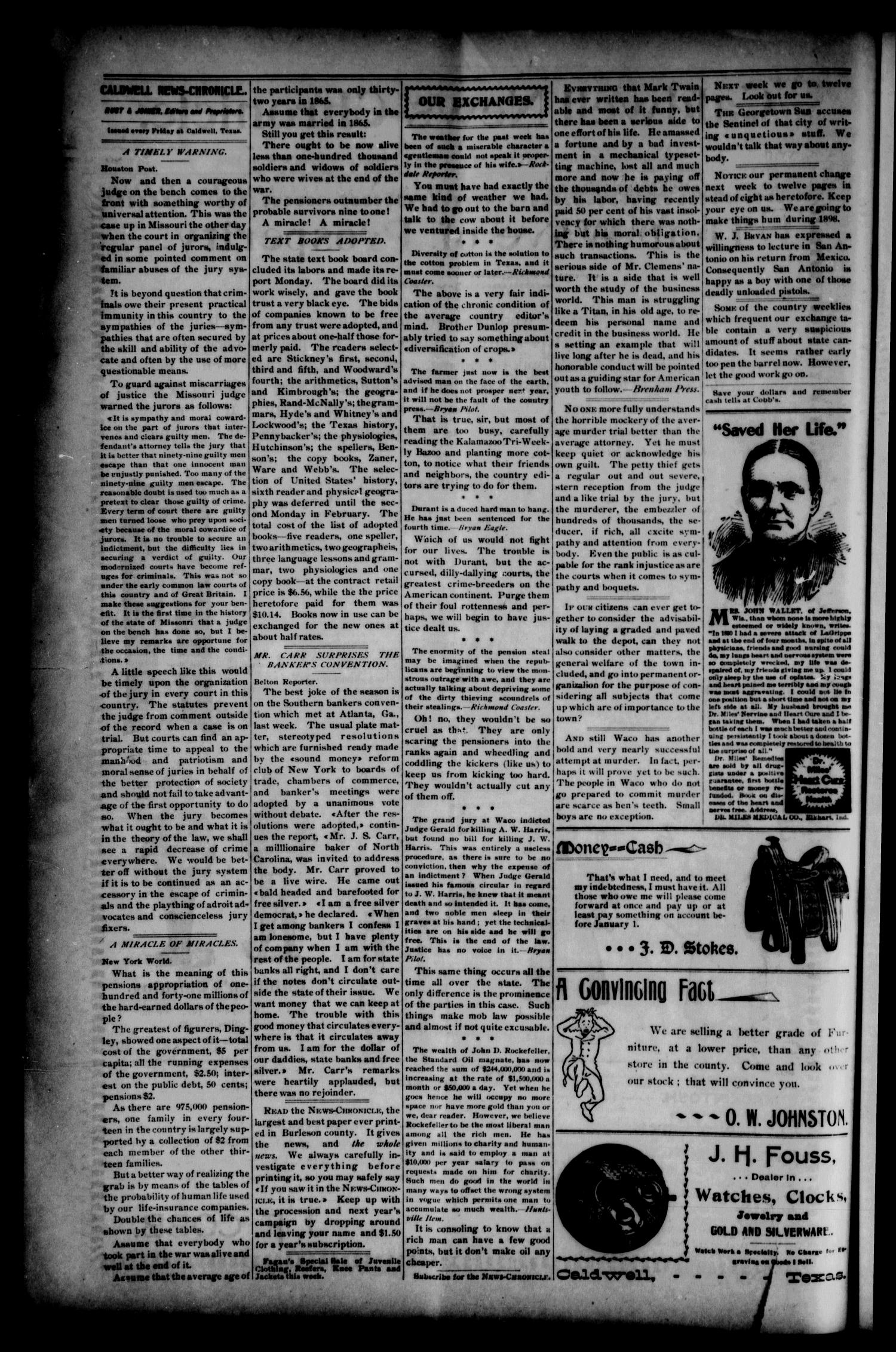 The Caldwell News-Chronicle (Caldwell, Tex.), Vol. 18, No. 33, Ed. 1 Friday, December 31, 1897
                                                
                                                    [Sequence #]: 2 of 8
                                                