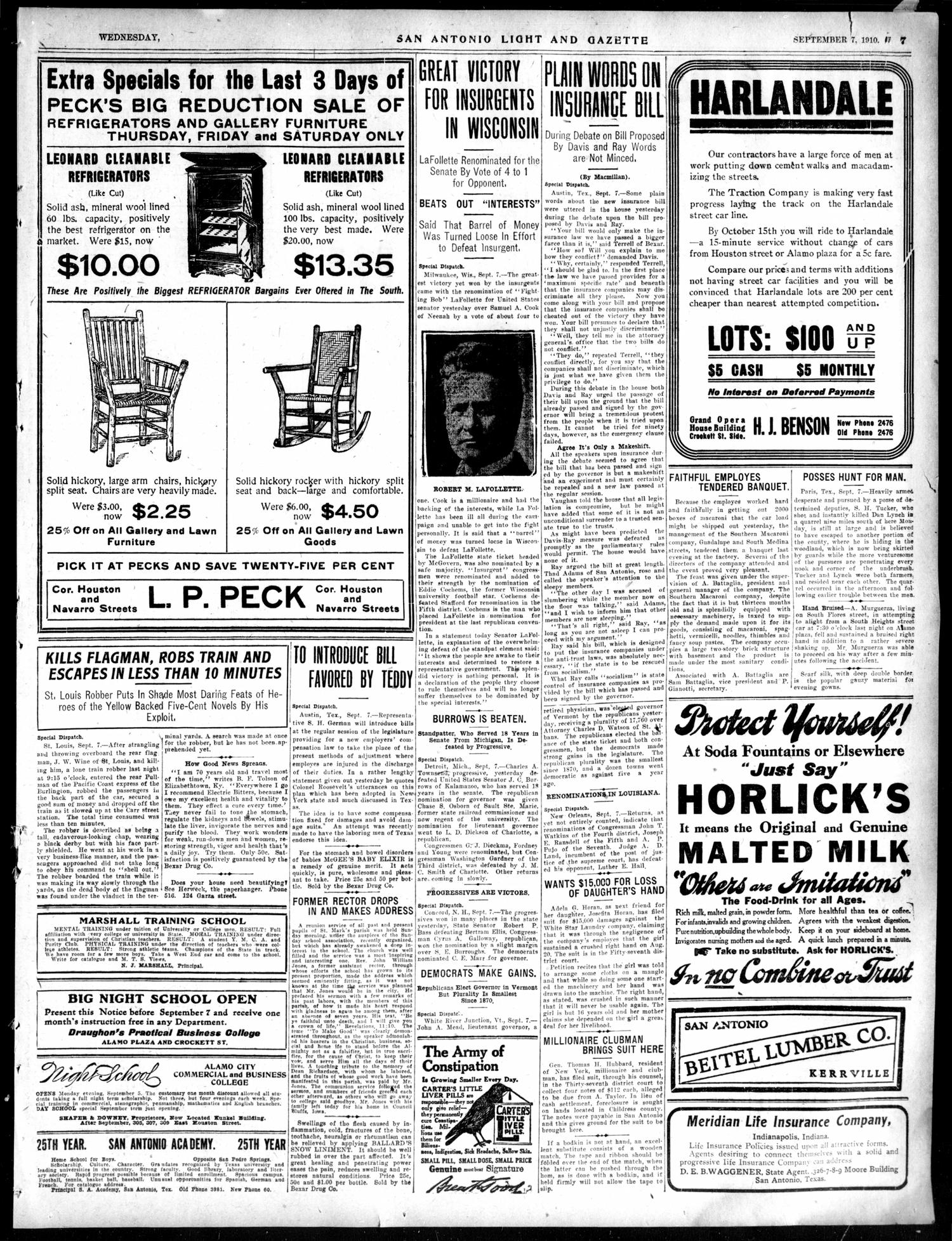 San Antonio Light and Gazette (San Antonio, Tex.), Vol. 31, No. 227, Ed. 1 Wednesday, September 7, 1910
                                                
                                                    [Sequence #]: 7 of 14
                                                
