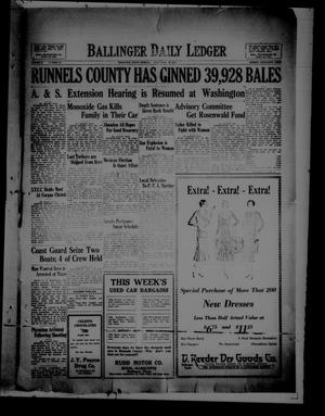 Primary view of object titled 'Ballinger Daily Ledger (Ballinger, Tex.), Vol. 24, No. 187, Ed. 1 Monday, November 18, 1929'.