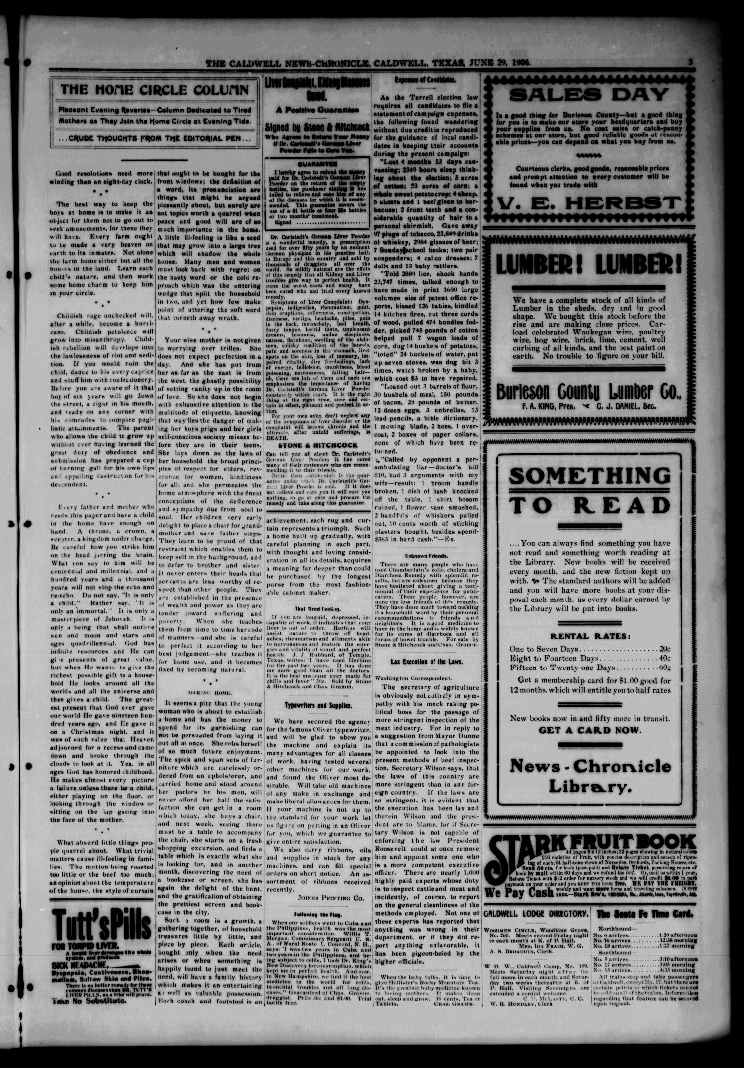 Caldwell News-Chronicle. (Caldwell, Tex.), Vol. 27, No. 6, Ed. 1 Friday, June 29, 1906
                                                
                                                    [Sequence #]: 3 of 8
                                                