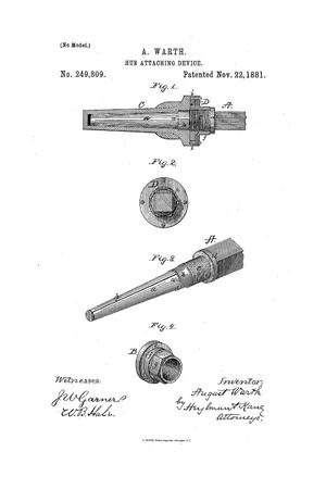 Primary view of object titled 'Hub Attaching Device.'.