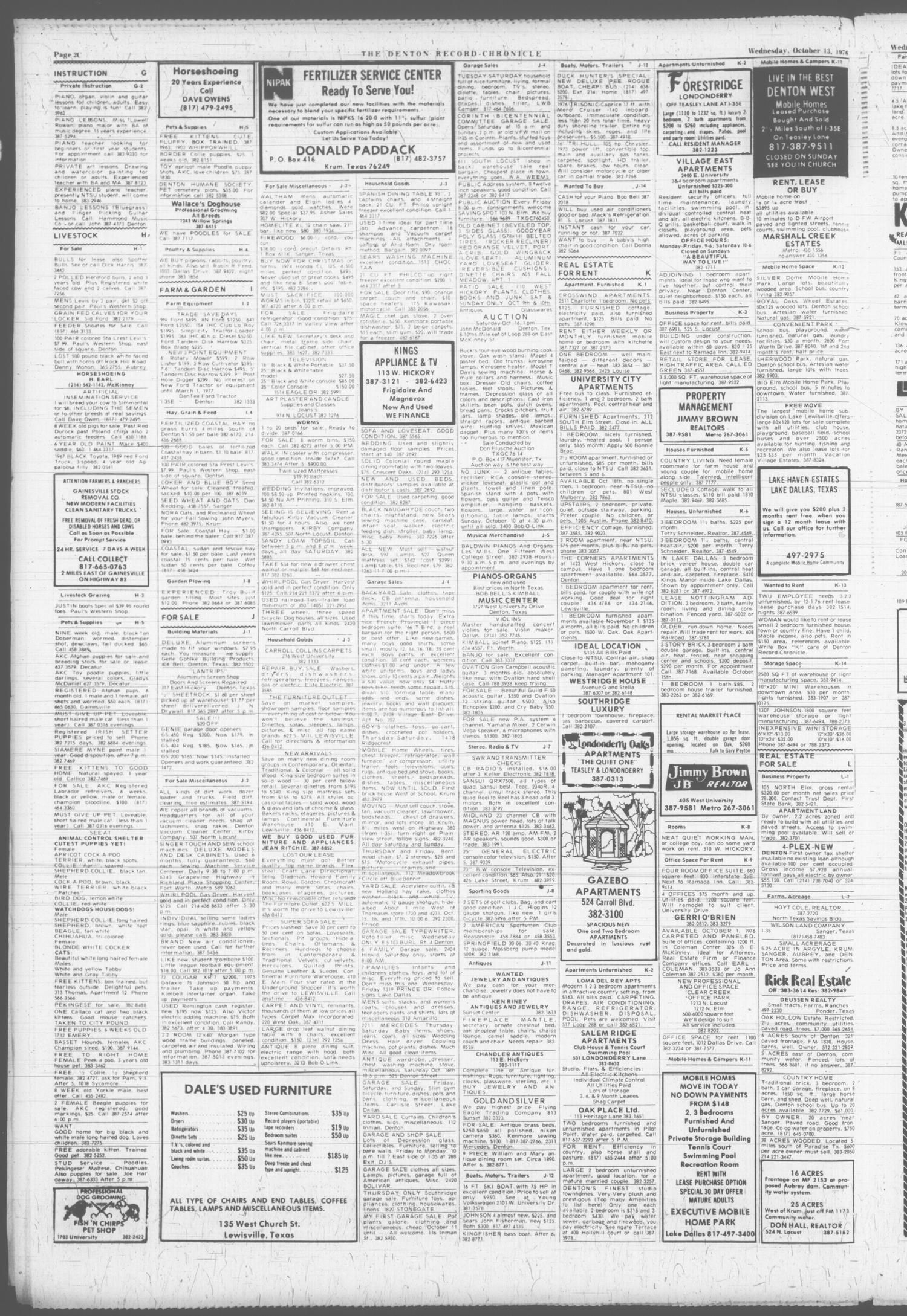 Denton Record-Chronicle (Denton, Tex.), Vol. 74, No. 62, Ed. 1 Wednesday, October 13, 1976
                                                
                                                    [Sequence #]: 16 of 36
                                                