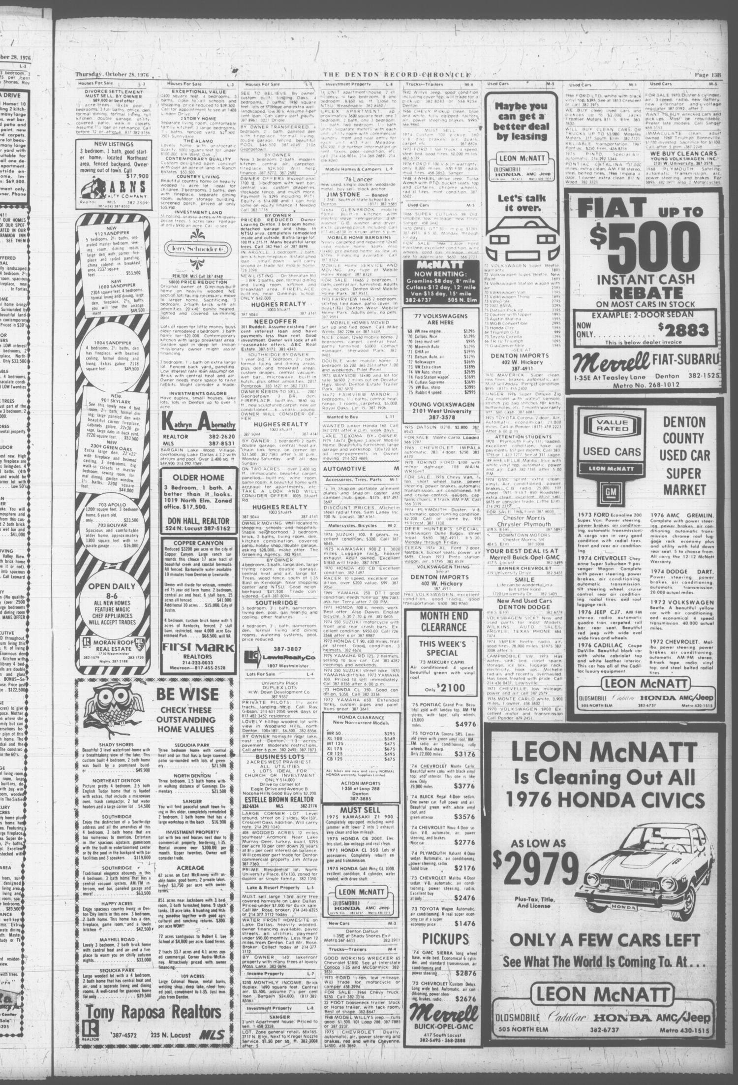 Denton Record-Chronicle (Denton, Tex.), Vol. 74, No. 75, Ed. 1 Thursday, October 28, 1976
                                                
                                                    [Sequence #]: 27 of 28
                                                