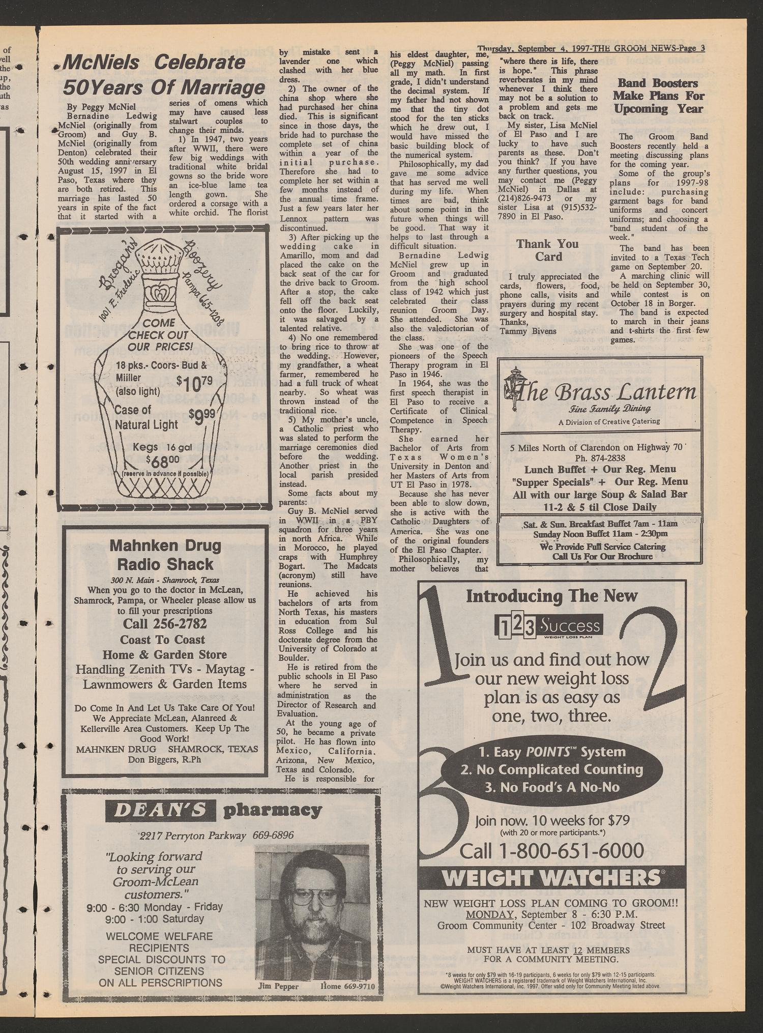 The Groom News (Groom, Tex.), Vol. 71, No. 20, Ed. 1 Thursday, September 4, 1997
                                                
                                                    [Sequence #]: 3 of 12
                                                