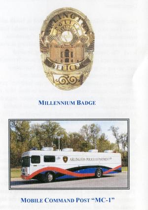 Primary view of object titled '[APD Millennium badge and Mobile Command Post "MC-1" bus]'.