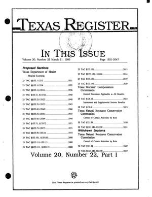 Primary view of object titled 'Texas Register, Volume 20, Number 22, Part I, Pages 1921-2047, March 21, 1995'.