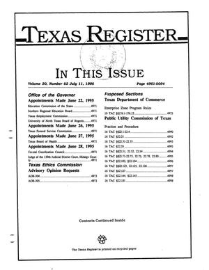Primary view of object titled 'Texas Register, Volume 20, Number 52, Pages 4961-5094, July 11, 1995'.