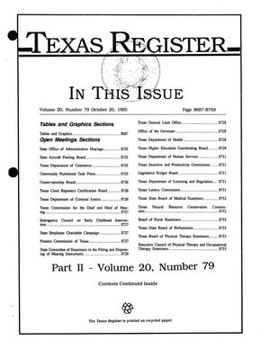 Primary view of object titled 'Texas Register, Volume 20, Number 79, Part II, Pages 8687-8759, October 20, 1995'.