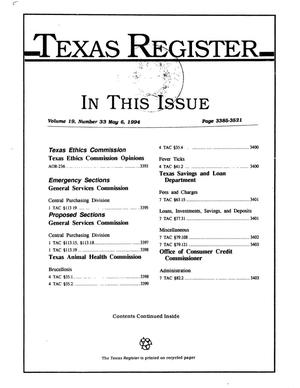 Primary view of object titled 'Texas Register, Volume 19, Number 33, Pages 3385-3521, May 6, 1994'.